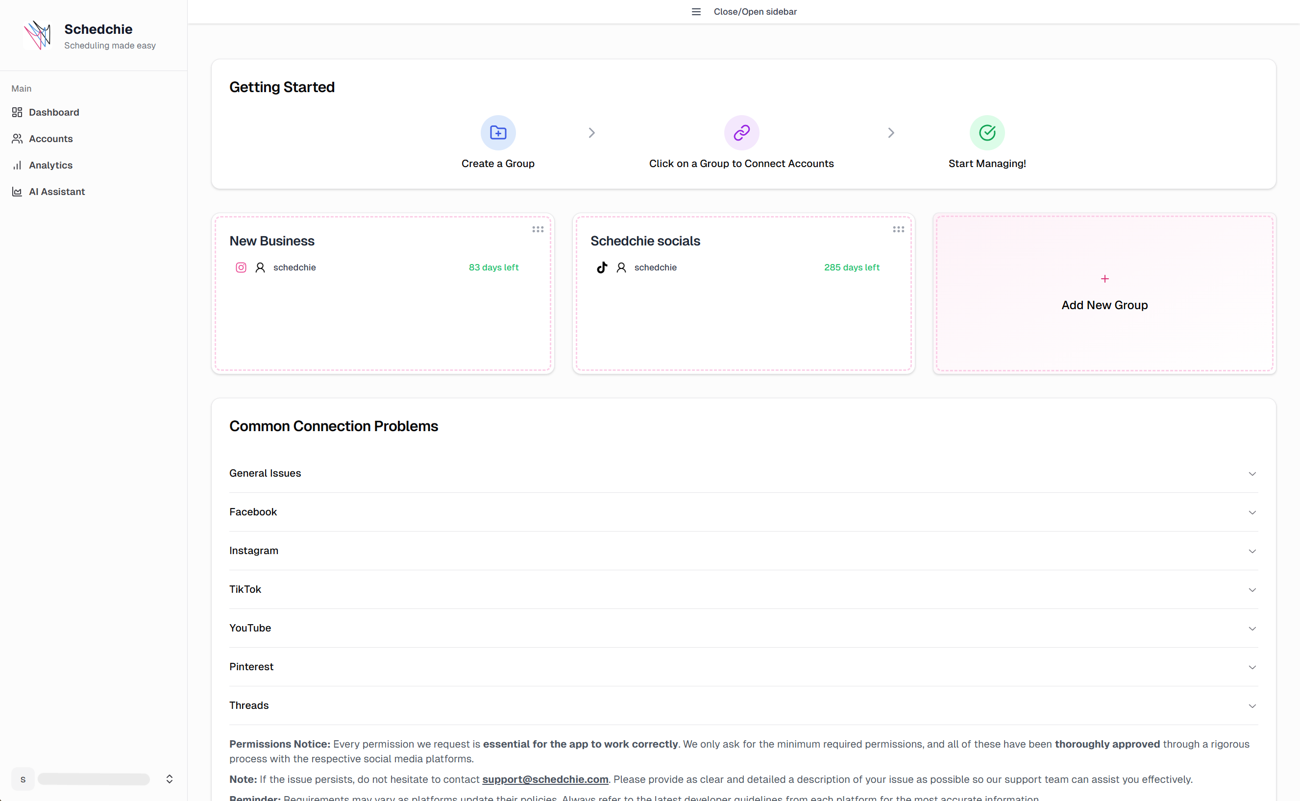 Account Groups Dashboard