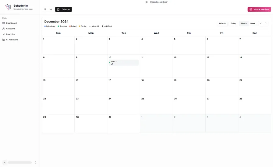 Calendar Interface