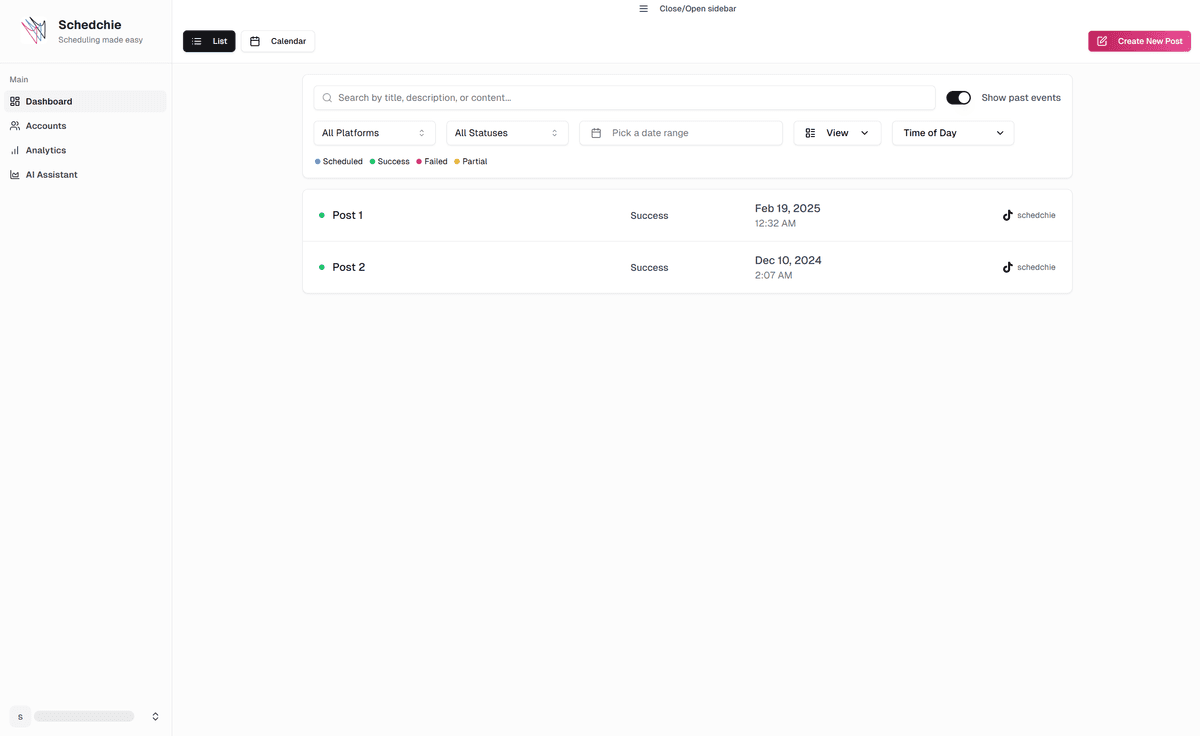 Calendar Interface