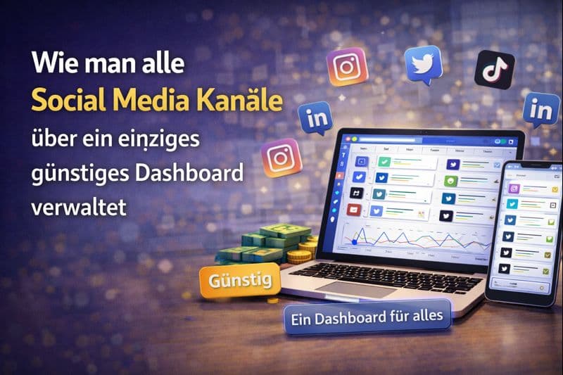 Wie man alle Social Media Kanäle über ein einziges günstiges Dashboard verwaltet - Featured image