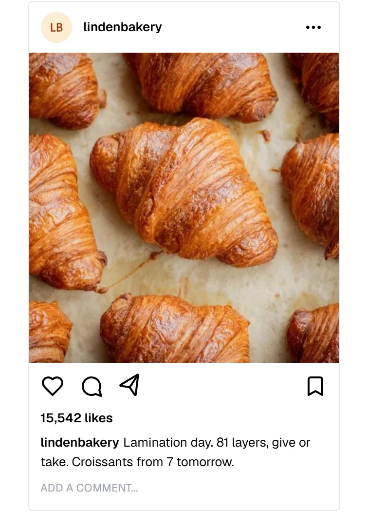 A Linden Bakery post in the Schedchie composer's Instagram preview